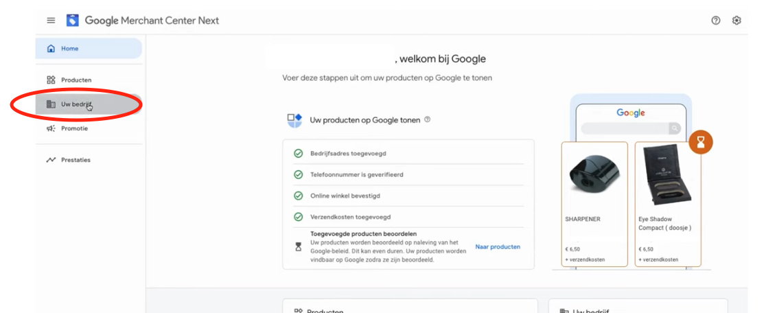 Google Merchant Center Next gebruiker koppelen